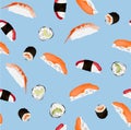 Sushi and rolls pattern.eps Royalty Free Stock Photo